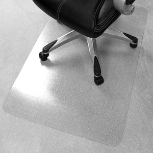 Full view of the pvc desk chair pvc protective floor mat on carpet 