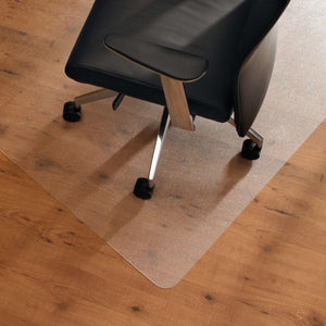 Picture of the home office desk chair on the protective floor mat on hard floor.