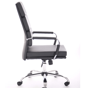  picture of 90 degree angle of the black leather chrome chair