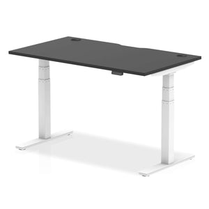 Picture of the air height adjustable home office desk in black top and white legs.