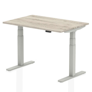 grey oak desk top with silver metal legs comes in 1200mm in length this is a perfect desk for your home office for healthy living.