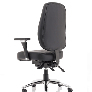 Showing back of the leather seat with detailed stitching of ther barcelona deluxe home office chair.