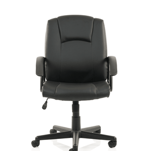 Front on picture of the black leather bellas managers home office chair.