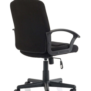 Side view of the black fabric bella managers home office chair.