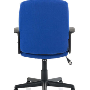 Showing full back of the blue fabric coloured bella managers home office chair.