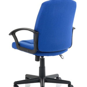 Showing right angle of the blue coloured fabric cushioned bella managers home office chair.