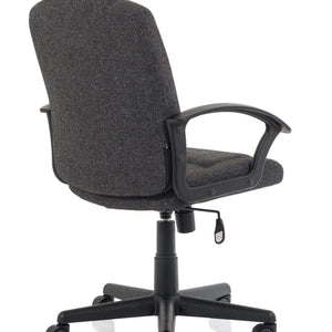 Left side view of the bella managers chair in charcoal  coloured fabric .