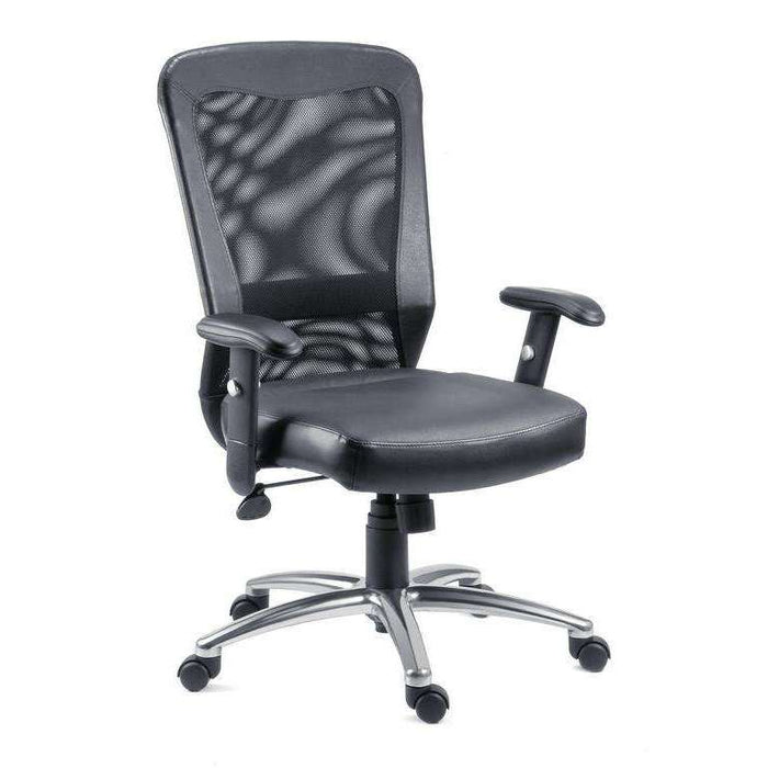 Breeze Black Leather Mesh Backrest Home Office Chair