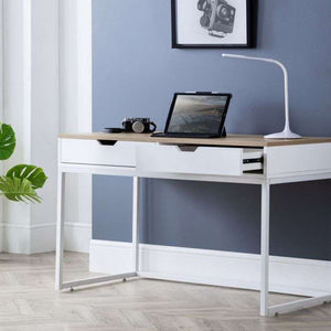 Picture of the california white with oak effect top with 2 drawers would look in your home office.