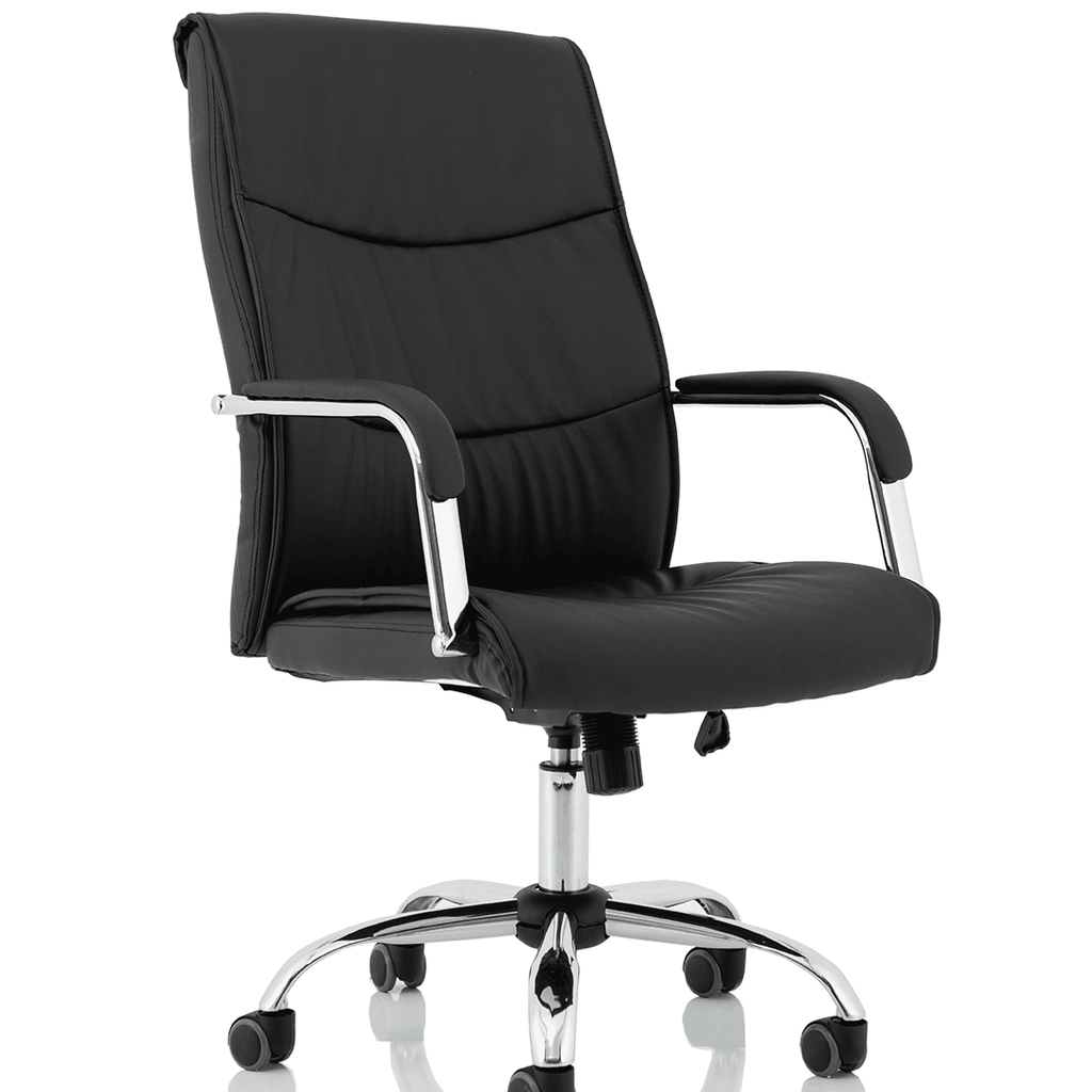 Side view of the carter luxury executive chair in black faux leather.