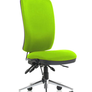 Showing close up side view of the Myrrh green coloured foam cushion seat and backrest without the armrests.