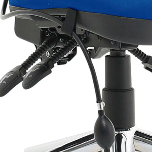 Close up of the levers for adjusting the height of the chiro high back home office chair.