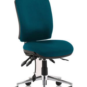 Showing the Tansy Teal coloured contoured seat and backrest for extra comfort , without armrests.