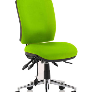 Showing the Myrrh green coloured foam fabric seat and backrest for extra comfort.