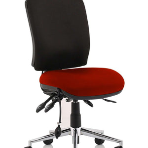 Showing the Ginseng chilli coloured contoured foam seat with black contoured foam backed contoured back with extra comfort and support.