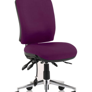 Close up of the Tansy Purple coloured foam contoured seat and backrest without armrests.