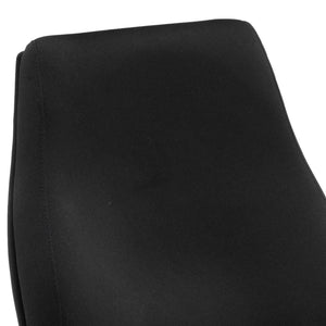 close up of the black fabric contoured backrest.