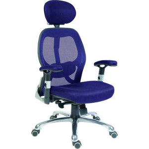 cobham mesh backrest home office, side view in blue use up to 8 hours aday. 