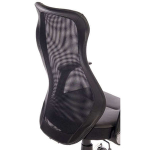 curve mesh black home office chair. The main focal point of the chair is the supportive mesh back. 