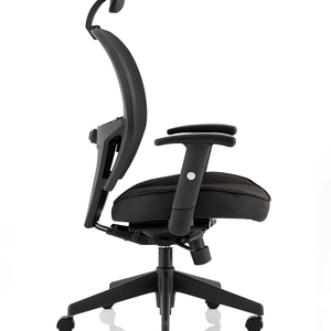 Side view of the denver home offic chair, with adjustable armrests. and  cushioned dished seat with contoured backrest  to keep you comfortable and supported during long working day.