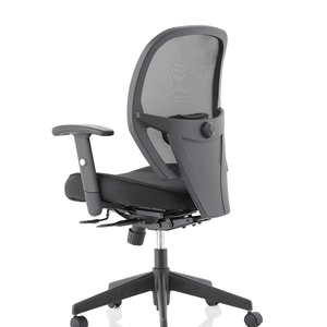 Side view of the mesh backed denver home office chair without headrest, adjustable armrest, cushioned dish seat to keep you comfortable and suppoerted while working a long day in your office.