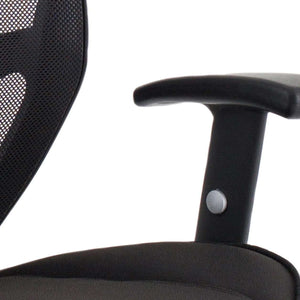 Close up of the adjustable armrest of the denver meshed back home office chair.