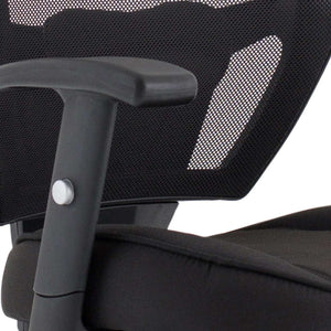 Close up of the adjustable armrest of the denver meshed back home office chair.