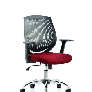 Showing black Air mesh backrest with ginseng coloured cushioned seat,