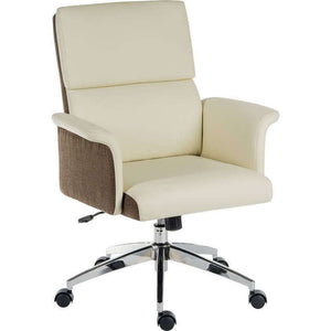 elegance medium backed leathe look home office chair, side view.