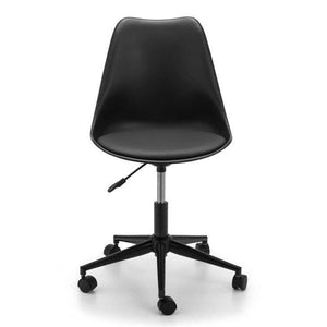 Picture of the erika sleek contemporary home office chair in black with single lever and 5 star base with castor wheels.