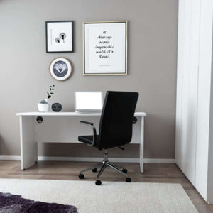 Close up of what the black ezra chair would look like in your home office .