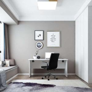 Wide view of the black ezra chair of how it could look like in your home office.