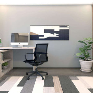 Showing what the grey oak l-shape desk picture of how this  would look like in your home office.