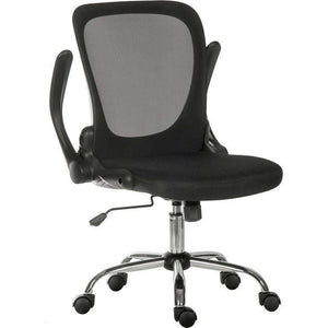 flip mesh executive black home office chair. side view with arms up.