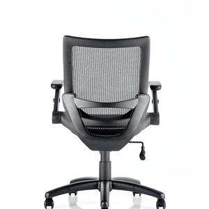 Back view of the fuller task operator chair with 5 star  base with castor wheels.