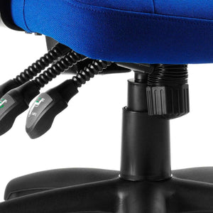 Close up of the triple lever and 5 star base of the Galaxy operator home office chair.