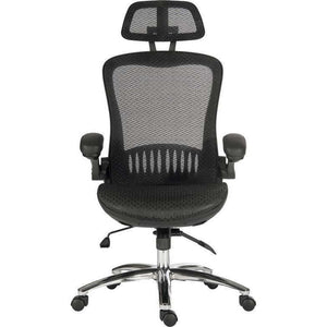 harmony luxury mesh executive black home office chair. curved aerated back rest, front facing picture steel base. 8 hours of use per day. rated 150kg,