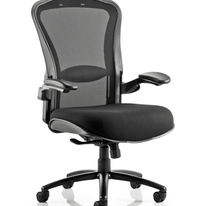 Showing the huston heavy duty task chair with  contoured meshed backrest with large padded cushioned seat , with 5 star base with castor wheels.