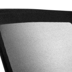 Close up of the black mesh back of the imola pivoting arms  home office chair.