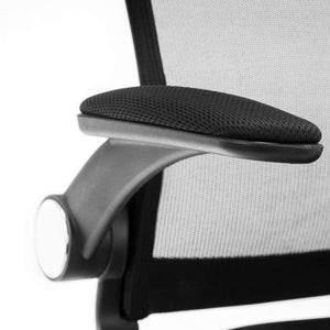 Close up of the pivoting armrest of the imola home office chair.