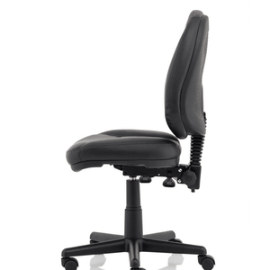 Side view of the jackson executive home office chair without armrets and has 5 star base with castor wheels.