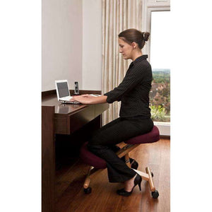 kneeling stool charcoal fabric cushions, showing how this woild look if working from your home office.