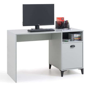 Picture of the laker locker industrial retro home office desk with a laptop computer and office items on the desk of how it would look 