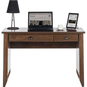 laptop desk oiled oak effect laptop home office study desk. showing front image of how it could look  with your laptop.