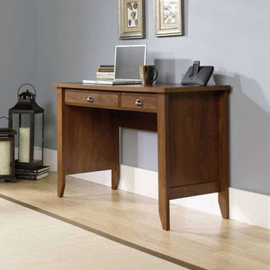 laptop desk oiled oak effect laptop home office study desk, side view of how this desk would look in your home office or study.