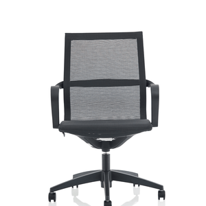 Front view of the lisbon executive mesh back home office chair with 5 star base .