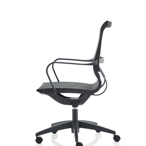 Side view of the lisbon mesh back chair showing the contoured backrest and 5 star base.