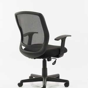 Showing side view of the contoured mesh back ,large contoured cushioned pad seat ,with 5 star base mave operator mesh back home office chair.