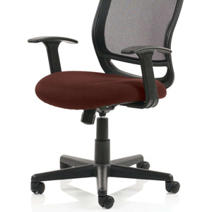 Showing the Ginseng chilli coloured fabric seat cushion for the mave operator mesh back home office chair.