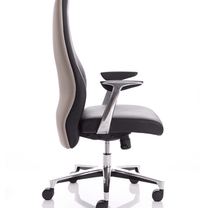 Side view of the mien executive soft bonded leather  home office chair with aluminium armrests and 5 star base